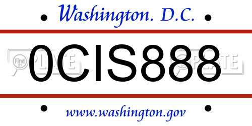 0CIS888 District Of Columbia License Plate