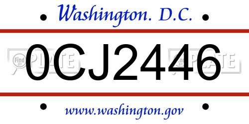 0CJ2446 District Of Columbia License Plate