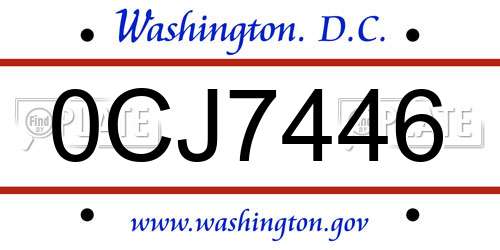 0CJ7446 District Of Columbia License Plate