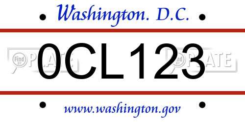 0CL123 District Of Columbia License Plate
