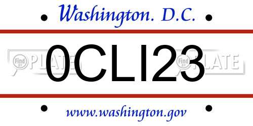 0CLI23 District Of Columbia License Plate