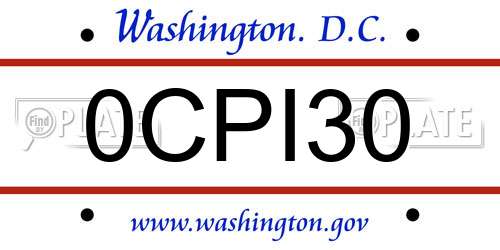 0CPI30 District Of Columbia License Plate