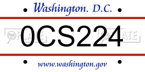 0CS224 District Of Columbia License Plate