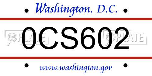 0CS602 District Of Columbia License Plate
