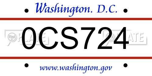 0CS724 District Of Columbia License Plate