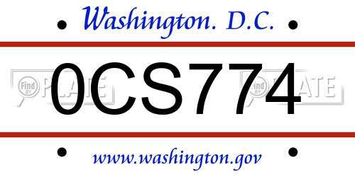 0CS774 District Of Columbia License Plate