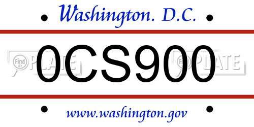 0CS900 District Of Columbia License Plate