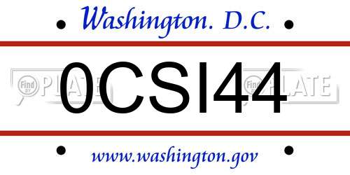 0CSI44 District Of Columbia License Plate