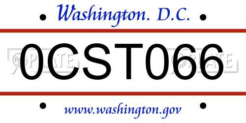 0CST066 District Of Columbia License Plate