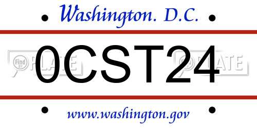 0CST24 District Of Columbia License Plate