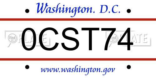 0CST74 District Of Columbia License Plate