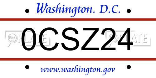 0CSZ24 District Of Columbia License Plate