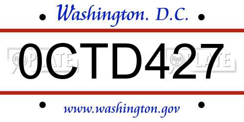 0CTD427 District Of Columbia License Plate