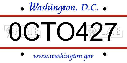 0CTO427 District Of Columbia License Plate