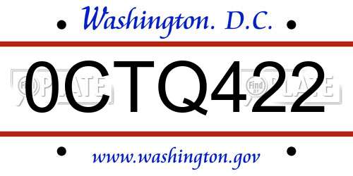 0CTQ422 District Of Columbia License Plate
