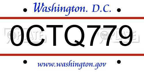 0CTQ779 District Of Columbia License Plate