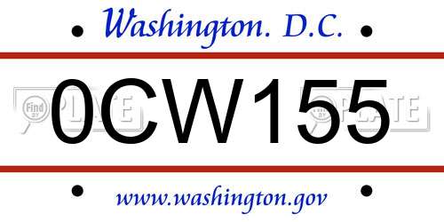 0CW155 District Of Columbia License Plate