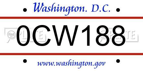 0CW188 District Of Columbia License Plate
