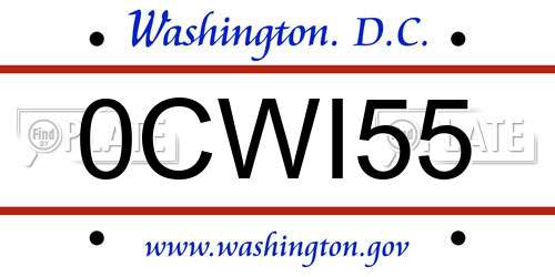 0CWI55 District Of Columbia License Plate