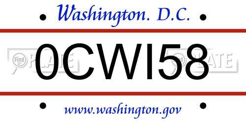 0CWI58 District Of Columbia License Plate