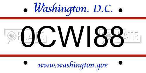 0CWI88 District Of Columbia License Plate