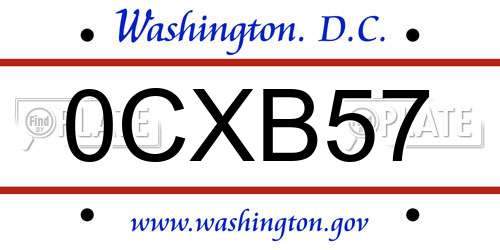 0CXB57 District Of Columbia License Plate