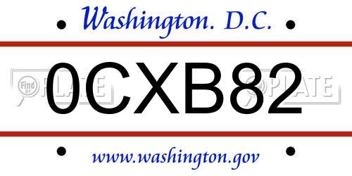 0CXB82 District Of Columbia License Plate