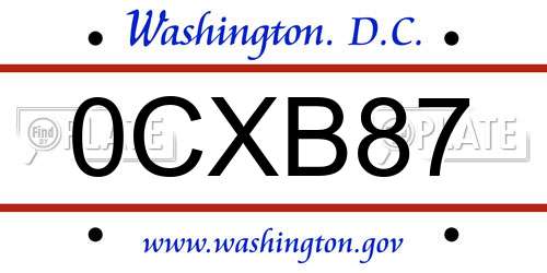 0CXB87 District Of Columbia License Plate