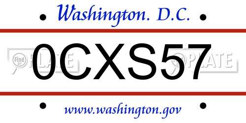 0CXS57 District Of Columbia License Plate