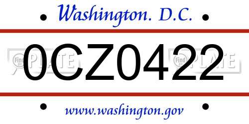 0CZ0422 District Of Columbia License Plate