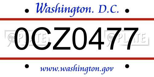 0CZ0477 District Of Columbia License Plate