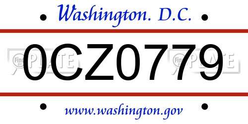 0CZ0779 District Of Columbia License Plate