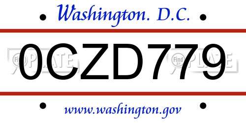 0CZD779 District Of Columbia License Plate