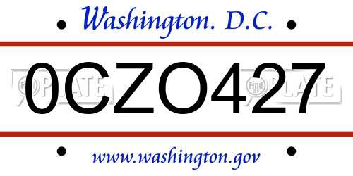 0CZO427 District Of Columbia License Plate