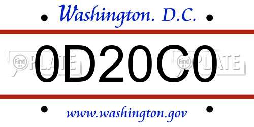 0D20C0 District Of Columbia License Plate
