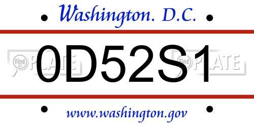 0D52S1 District Of Columbia License Plate