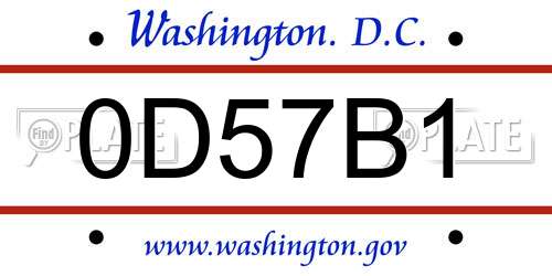 0D57B1 District Of Columbia License Plate