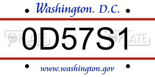 0D57S1 District Of Columbia License Plate