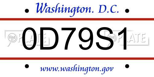 0D79S1 District Of Columbia License Plate