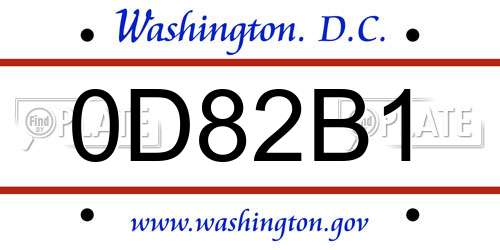 0D82B1 District Of Columbia License Plate