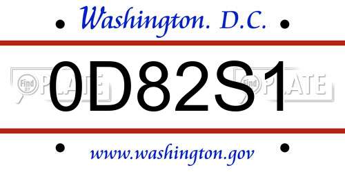 0D82S1 District Of Columbia License Plate