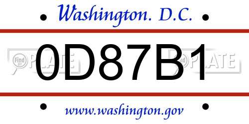 0D87B1 District Of Columbia License Plate
