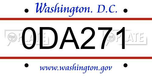 0DA271 District Of Columbia License Plate