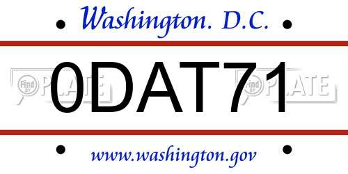 0DAT71 District Of Columbia License Plate