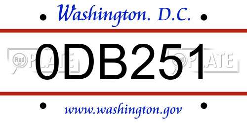 0DB251 District Of Columbia License Plate
