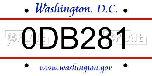 0DB281 District Of Columbia License Plate