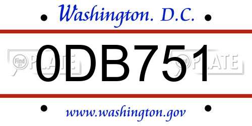 0DB751 District Of Columbia License Plate