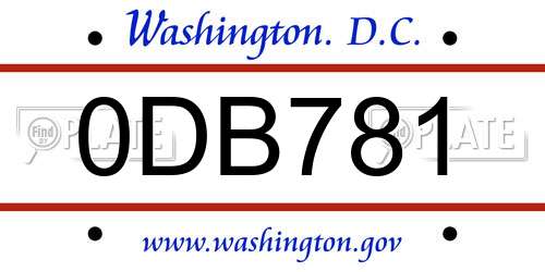 0DB781 District Of Columbia License Plate