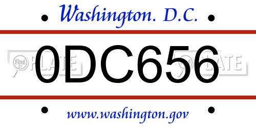 0DC656 District Of Columbia License Plate