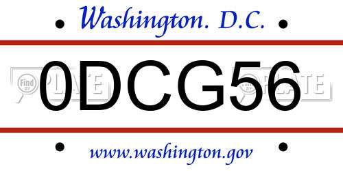 0DCG56 District Of Columbia License Plate